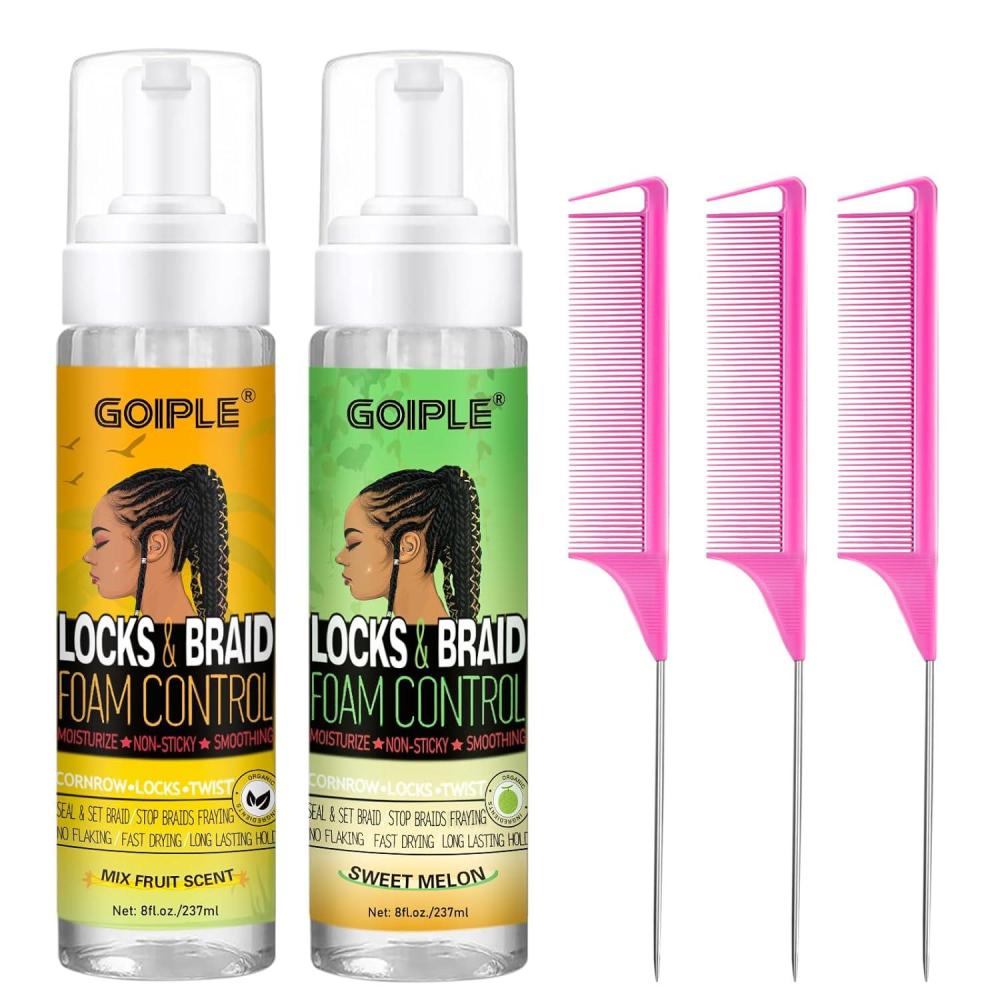 imageGoiple Hair Mousse for Braids Twist Locs  Braid Foam Control Mousse No Flake High Shine Style and Moisturizes Lightweight Easy to Apply 16 fl oz 2pcs