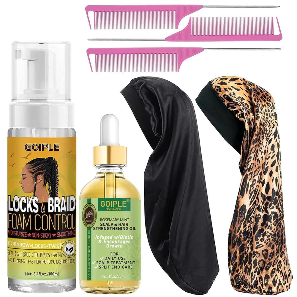 imageGoiple Hair Styling Mousses amp Oil Set for Braids Twist Locs  No Flake Mousse for Style Moisture and Growth with Rosemary Oil 34fl oz1fl oz