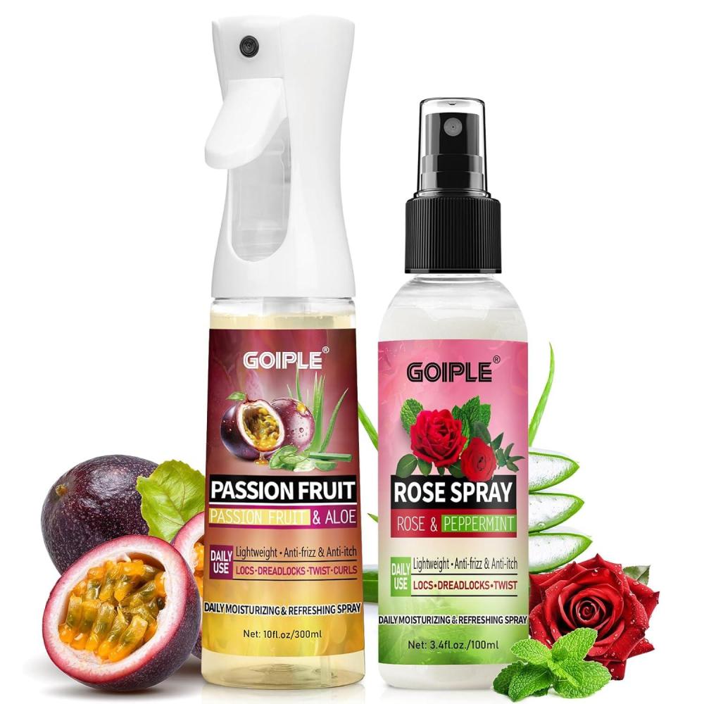 imageLoc Moisturizing Spray for Dull Dry Locs Daily Passion Fruit Hair and Scalp Moisturizer for Dreadlocks Sisterlocks Microlocks Braids Rose Water for Hair Loc Spray Moisturizing Refreshing2PCS