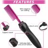 Electric Hot Comb Hair Straightener, Deluxe Electrical Straightening Comb Curling Iron for Natural Black Wigs, Hot Comb Electric for Wigs Pressing Combs with Wig Glue Melting Spray Hair Wax Stick(Pink-28pcs)