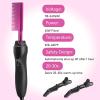Electric Hot Comb Hair Straightener, Deluxe Electrical Straightening Comb Curling Iron for Natural Black Wigs, Hot Comb Electric for Wigs Pressing Combs with Wig Glue Melting Spray Hair Wax Stick(Pink-28pcs)