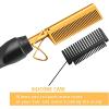 Electric Hot Comb Hair Straightener, Deluxe Electrical Straightening Comb Curling Iron for Natural Black Wigs, Hot Comb Electric for Wigs Pressing Combs with Wig Glue Melting Spray Hair Wax Stick(Gold-12pcs)