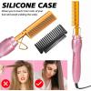 Electric Hot Comb Hair Straightener Heat Pressing Combs Ceramic Curling Flat Iron Curler, Hot Comb Electric for Wigs Electrical Straightening Comb Curling Iron for Natural Hair with Anti-Scald Case