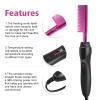 Goiple Electric Hot Comb Pink Hair Straightener Electrical Straightening Comb Curling Iron for Natural Black Hair Wigs with Wide Tooth/Rat Tail Comb, Wax Stick, Wig Cap, Edge Band, Hair Clips(Hot Comb-12pcs)