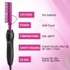 Goiple Electric Hot Comb Pink Hair Straightener Electrical Straightening Comb Curling Iron for Natural Black Hair Wigs with Wide Tooth/Rat Tail Comb, Wax Stick, Wig Cap, Edge Band, Hair Clips(Hot Comb-28pcs)