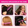 Hair Comb for Detangling Defining & Separating Curls – Rat Tail Comb 3 Row Unbraider Detangler Brush For Braids – Rose Water Spray To Moisturize & Soften Braids – Styling Combs for All Hair Types(pink)