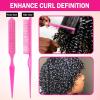 Hair Comb for Detangling Defining & Separating Curls – Rat Tail Comb 3 Row Unbraider Detangler Brush For Braids – Rose Water Spray To Moisturize & Soften Braids – Styling Combs for All Hair Types(pink)