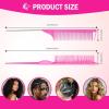 Hair Comb for Detangling Defining & Separating Curls – Rat Tail Comb 3 Row Unbraider Detangler Brush For Braids – Rose Water Spray To Moisturize & Soften Braids – Styling Combs for All Hair Types(pink)