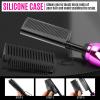 Hot Comb Hair Straightener Set for Lace Front Wigs – Heat Pressing Combs Ceramic Curling Flat Iron Electric Hot Comb for Wigs – Hair Straighteners Straightening Comb for Women Wig Installation Kit(Rose Red)