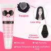 Wig Glue for Front Wigs Adhesive for Closure Wigs Extensions – Lace Melting Spray for Wigs Lace Front Hair Glue Tools with Remover Hair Wax Stick Edge Control Wig Cap Edge Comb Elastic Bnad Set(wig glue-0.5oz-4pcs)