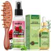 Rose Water for Hair Loc Spray Refreshing for Locs Rose Water Hair Scalp Moisturizer Hydrating Dreadlock | Loc Brush for Dreads Comfortable Massage Wide Tooth Comb & Rosemary Oil for Hair Growth Set