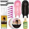 Strong Hold Extra Hold Braiding Gel & Edge Tamer – Tames Frizz, Smoothing Mousse for Twists, Locs, Braids, Cornrows (with Hair Oil, Hair Combs, Bonnet, and Clips)(strawberry-14pcs)