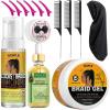 Strong Hold Extra Hold Braiding Gel & Edge Tamer – Tames Frizz, Smoothing Mousse for Twists, Locs, Braids, Cornrows (with Hair Oil, Hair Combs, Bonnet, and Clips)(pineapple-14pcs)