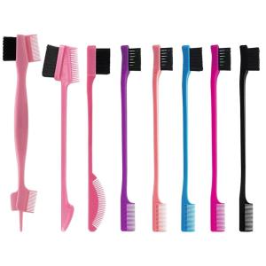 8 Pieces Hair Styling Comb Set Teasing Rat Tail Brush for Edge&Back Brushing, Combing, Slicking Hair for Women Edge Brush Double Sided Edge Comb for All Hair Styles(edge control brush-8pcs)(purple)