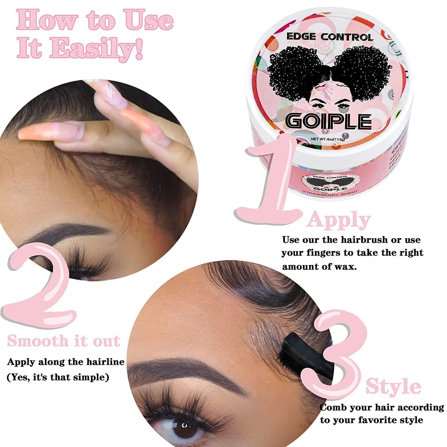 image825 OZ Edge Control Wax for Women Strong Hold Nongreasy Edge Smoother Edge Control for Back Hair Extreme Hold Pack Hair Gel for All Hair Types No Flaking Extra Hold Waterbased Edge Stay Gel Set4oz edge control set