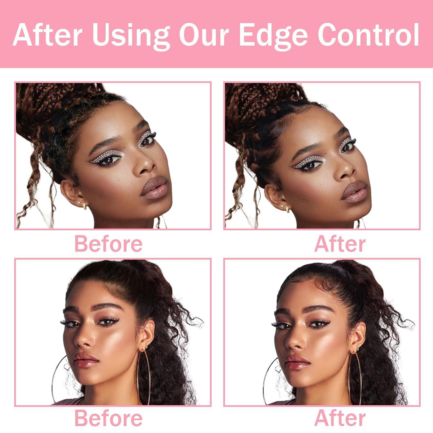 image825 OZ Edge Control Wax for Women Strong Hold Nongreasy Edge Smoother Edge Control for Back Hair Extreme Hold Pack Hair Gel for All Hair Types No Flaking Extra Hold Waterbased Edge Stay Gel Set825oz edge control set5pcs