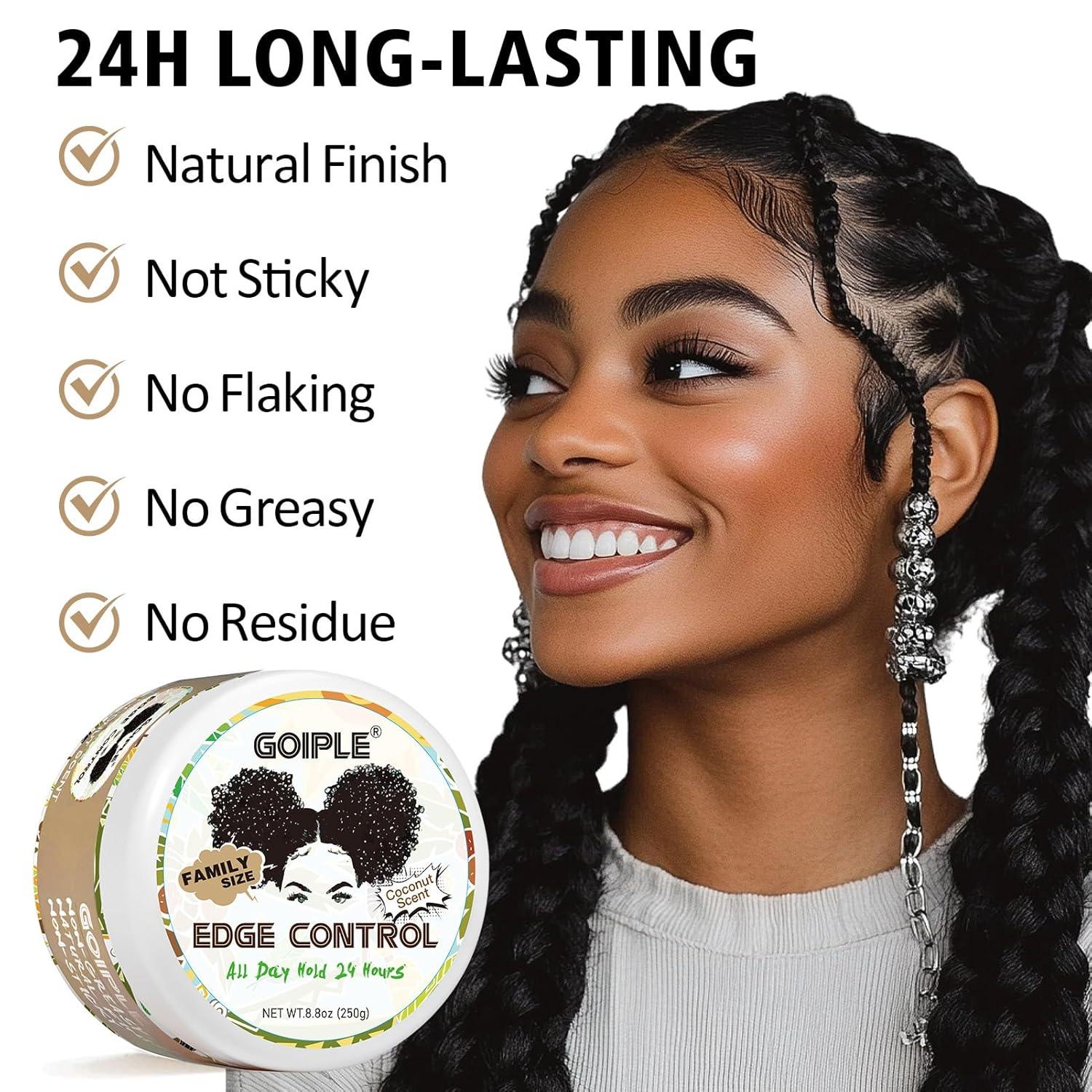 image825 OZ Edge Control Wax for Women Strong Hold Nongreasy Edge Smoother Edge Control for Back Hair Extreme Hold Pack Hair Gel for All Hair Types No Flaking Extra Hold Waterbased Edge Stay Gel Set88oz edge control coconut scent