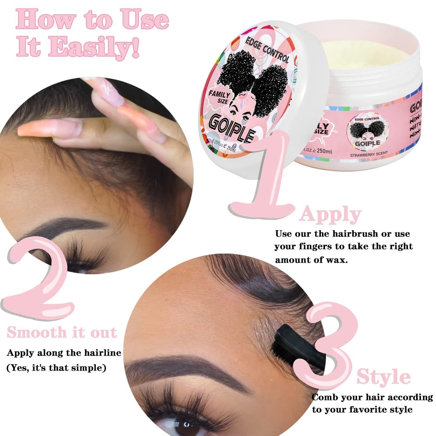 image825 OZ Edge Control Wax for Women Strong Hold Nongreasy Edge Smoother Edge Control for Back Hair Extreme Hold Pack Hair Gel for All Hair Types No Flaking Extra Hold Waterbased Edge Stay Gel Set825oz edge control pink