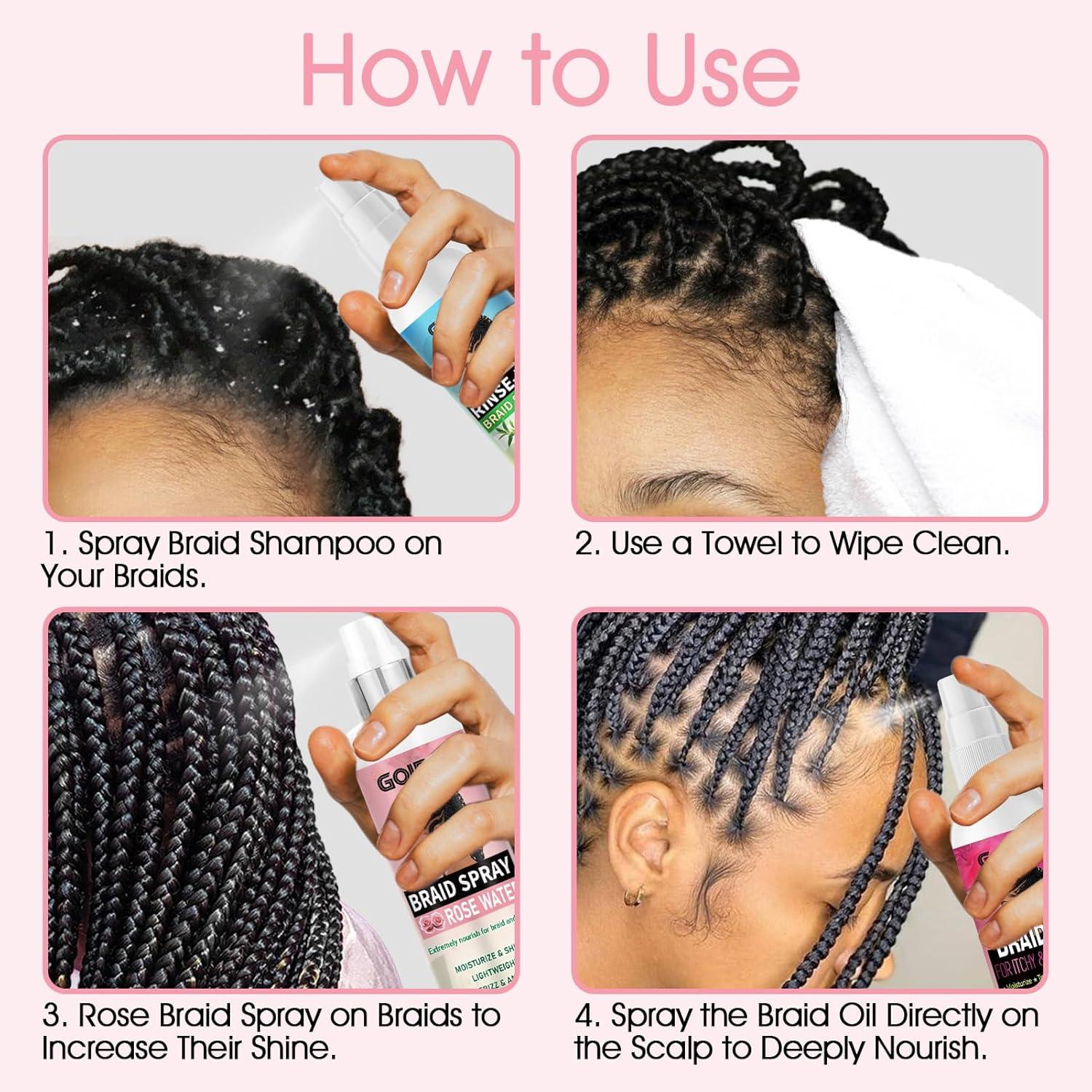 imageBraid Spray Rose Mint for Dreads Dreadlocks Locks NoWater Braid Shampoo for Locs Twists Weaves RinseFree Dreadlock Shampoo for BuildUp Braid Oil for Soothes Moisturizes Dry amp Itchy Scalp