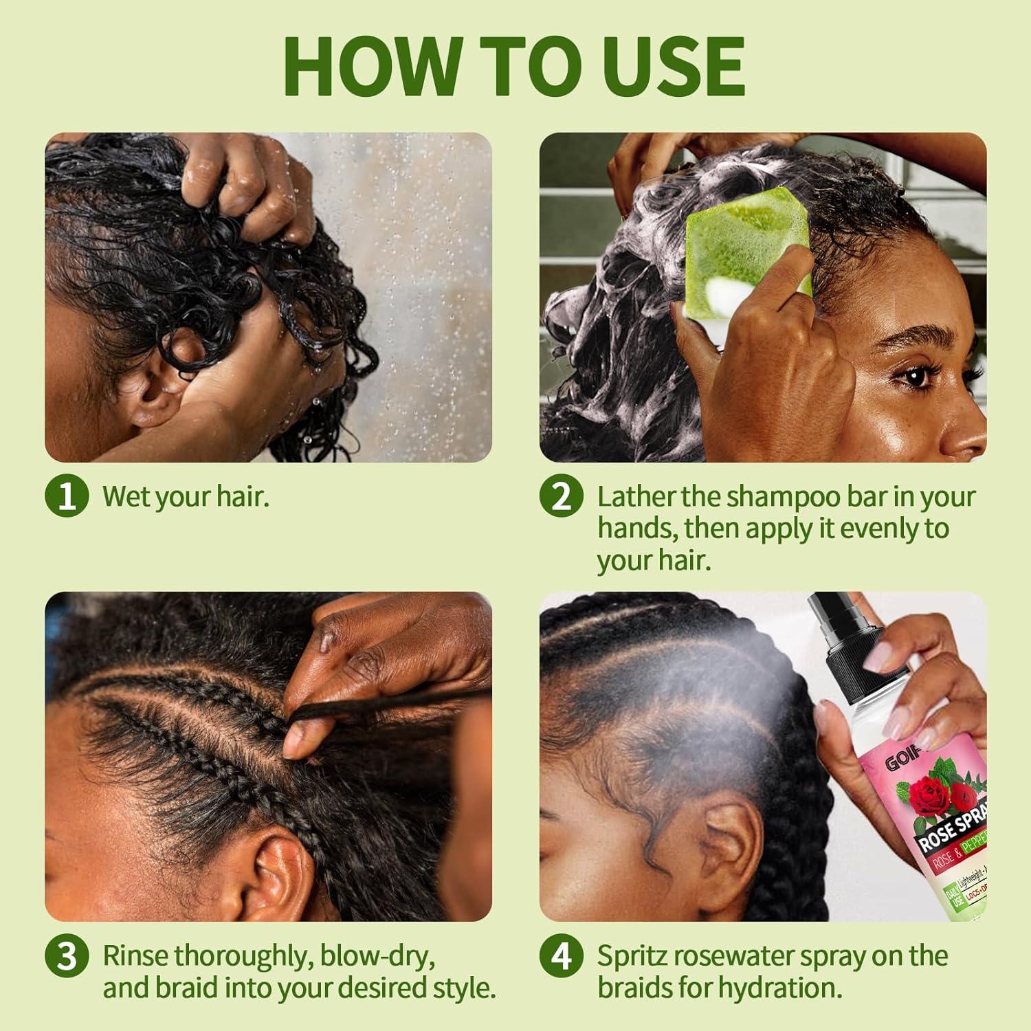 imageLoc Shampoo Bar amp Conditioner Braid Shampoo Bar Works for Dreadlocks Microlocs Sisterlocks Braids Remove Product Rose Water for Hair Loc Spray Moisturizing Refreshing amp Wooden Holder