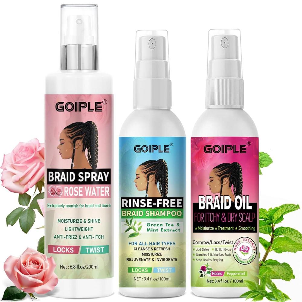 imageBraid Spray Rose Mint for Dreads Dreadlocks Locks NoWater Braid Shampoo for Locs Twists Weaves RinseFree Dreadlock Shampoo for BuildUp Braid Oil for Soothes Moisturizes Dry amp Itchy Scalp