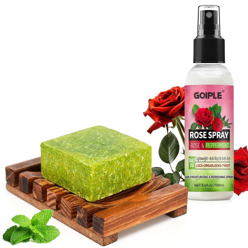 imageLoc Shampoo Bar amp Conditioner Braid Shampoo Bar Works for Dreadlocks Microlocs Sisterlocks Braids Remove Product Rose Water for Hair Loc Spray Moisturizing Refreshing amp Wooden Holder