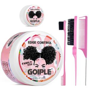 8.25 OZ Edge Control Wax for Women Strong Hold Non-greasy Edge Smoother, Edge Control for Back Hair Extreme Hold Pack, Hair Gel for All Hair Types, No Flaking, Extra Hold Water-based Edge Stay Gel Set(8.25oz edge control set-5pcs)
