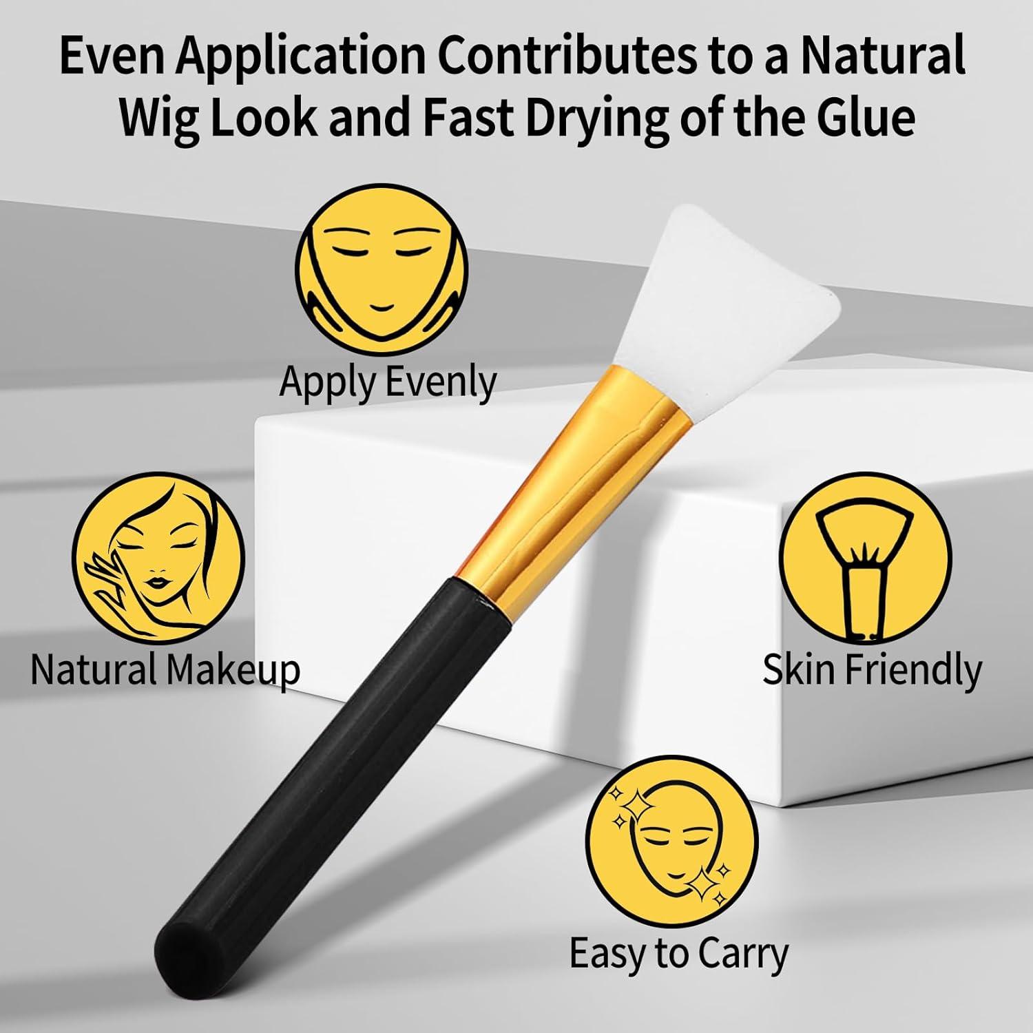 imageWig Glue for Lace Front Wigs Waterproof Lace Front Wig Adhesive amp Silicone Applicator for Wigs Strong Hold Transparent Lace Glue Edge Band for Hair Replacement Invisible Hair Bonding Adhesive4PCSTransparent