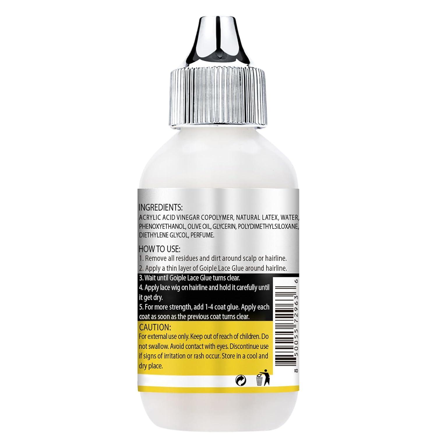 imageWig Glue for Lace Front Wigs Waterproof Lace Front Wig Adhesive amp Silicone Applicator for Wigs Strong Hold Transparent Lace Glue Edge Band for Hair Replacement Invisible Hair Bonding Adhesive4PCSTransparent