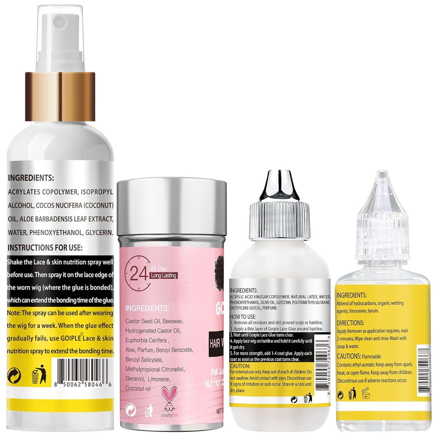 imageWig Glue for Lace Front Wigs Waterproof Lace Front Wig Adhesive amp Silicone Applicator for Wigs Strong Hold Transparent Lace Glue Edge Band for Hair Replacement Invisible Hair Bonding Adhesive4PCSlace glue12pcs