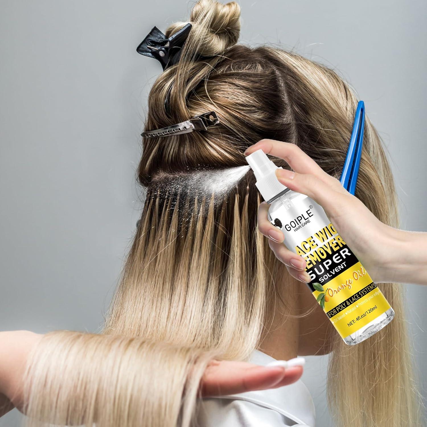 image4 FL OZ Tape in Extension Remover Hair Glue Remover Fast Acting Hair Extensions Remover Wig Adhsive Remover Tape in Hair Extensions Adhesive Remover Removes Hair Glue Wig Tape amp Edge Brush