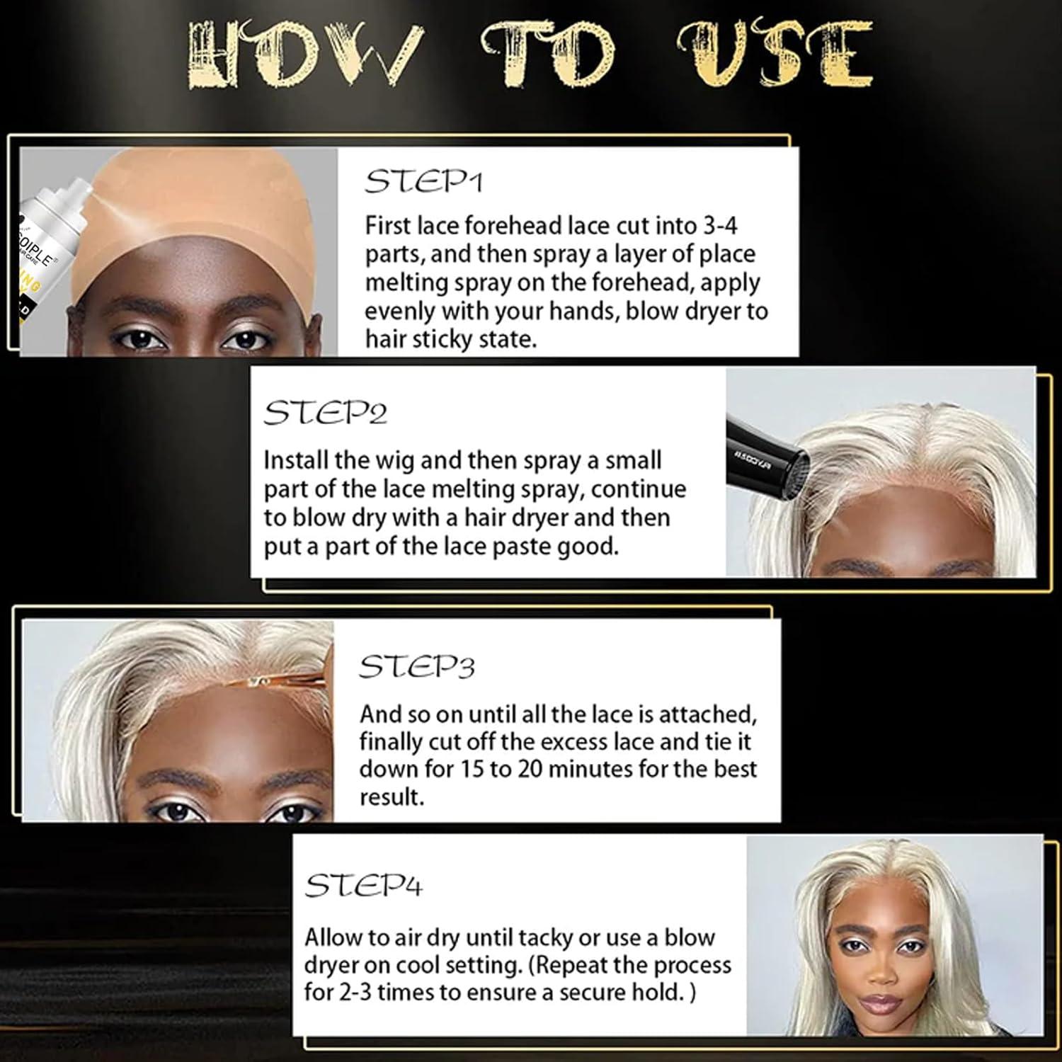 imageGoiple Lace Melting Spray for Wigs Closures amp Extensions Styling Agent with Strong Natural Finish Fast Drying Water amp Oil Resistant Includes Hair Adhesive Edge Control Wax amp Hair Wax Stick