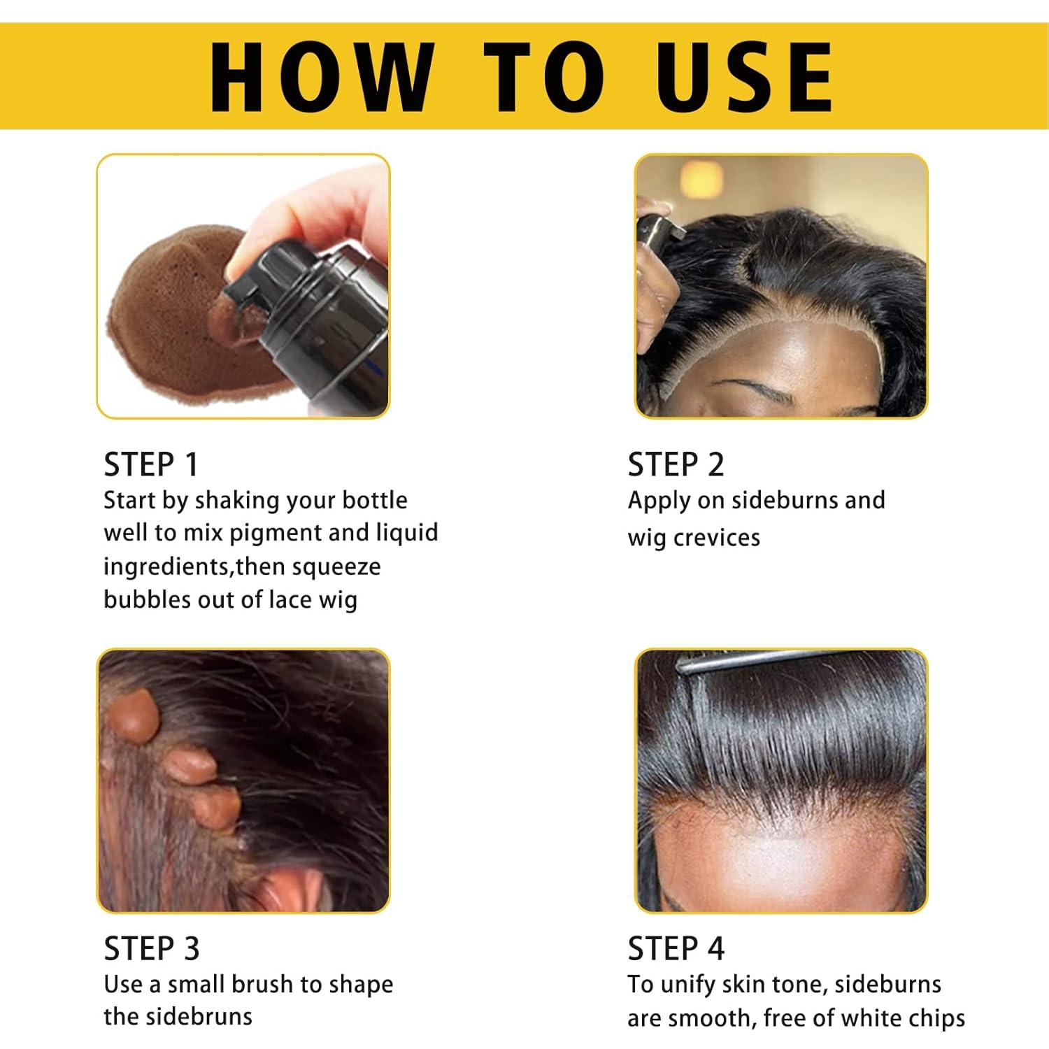 imageLace Tint Melting Hair Mousse 68 fl oz Lace Tint Mousse for Women Hair Wig Lace Wigs Toupees and Hairpieces Natural Finishing Lace Color Lace Tint Mousse for Wigs Melts Lace Foam TintLight BrownDark Brown