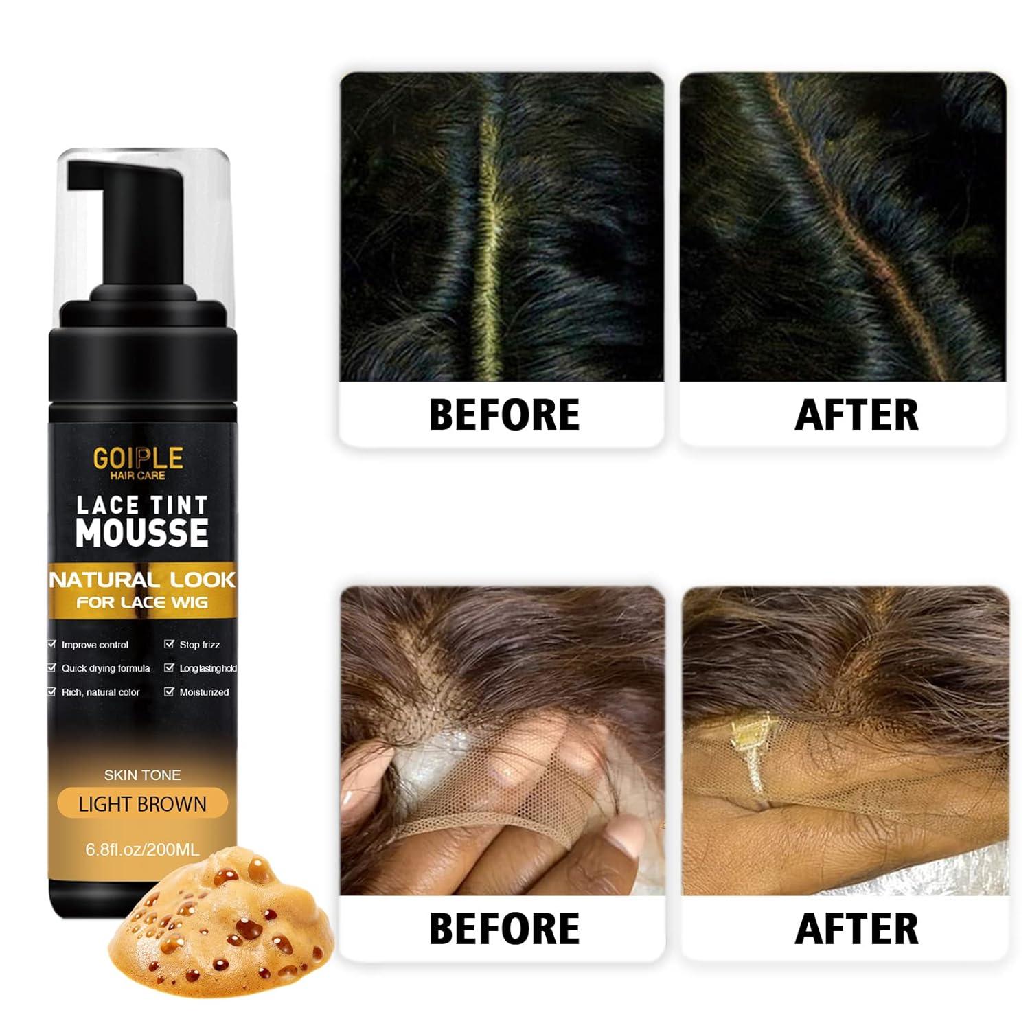 imageLace Tint Melting Hair Mousse 68 fl oz Lace Tint Mousse for Women Hair Wig Lace Wigs Toupees and Hairpieces Natural Finishing Lace Color Lace Tint Mousse for Wigs Melts Lace Foam TintLight BrownLight Brown