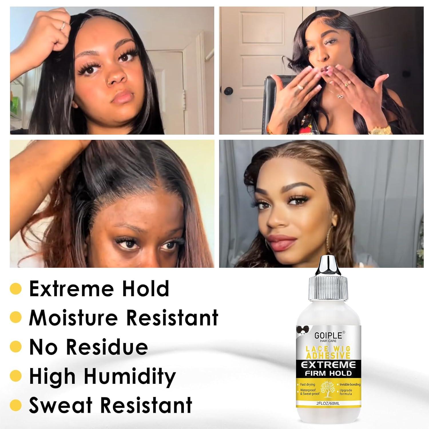 imageWig Glue for Lace Front Lace Wigs 05 OZ Waterproof Lace Front Wig Glue for Wigs Strong Hold Transparent Adhesive for Hair Replacement Invisible Hair Bonding Wig Adhesive 4PCSwig glue2 oz1pc