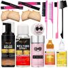 Lace Glue Kit Complete Set with Lace Tint Mousse, Lace Melting Spray Wig Glue for Women’s Wigs and Hairpieces – Wig Installation Kit & Tape in Extension Rmover & Cap (Dark Brown)(Medium Brown)