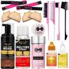 Lace Glue Kit Complete Set with Lace Tint Mousse, Lace Melting Spray Wig Glue for Women’s Wigs and Hairpieces – Wig Installation Kit & Tape in Extension Rmover & Cap (Dark Brown)(Dark brown-16pcs)