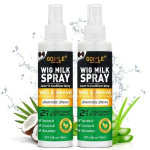 Goiple Wig Milk Spray Wig Spray for Synthetic Hair, Leave-In Conditioner for Hair Wigs, Conditioner ＆ Detangler 2 in 1 Moisturizer, Hydrates & Replenishes Synthetic Wigs Easy Combing (3.4 fl oz)(Original)