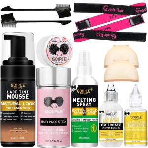 Melting Lace Lace Tint Mousse for Women – Natural Finishing Color on Wigs, Toupees, and Hairpieces – Wig Glue Tool Set (Mocha- Medium Brown)