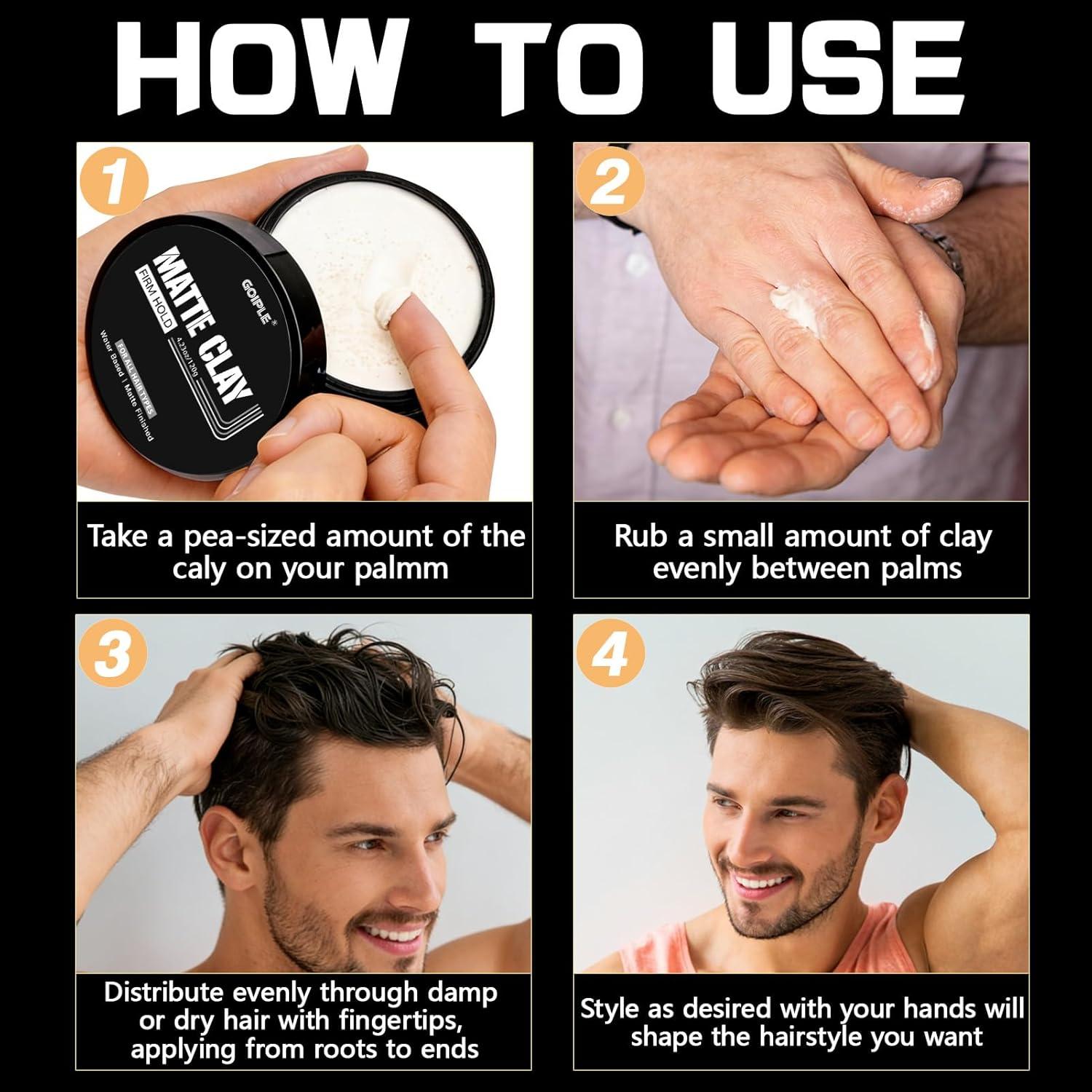 imageGoiple Mens Hair Styling Clay Firm Hold Matte Finish Hair Clay with Natural Ingredients Water Based Add Volume amp Texture Mens Hair Product Ideal for All Mens Hair Types 100g 35oz