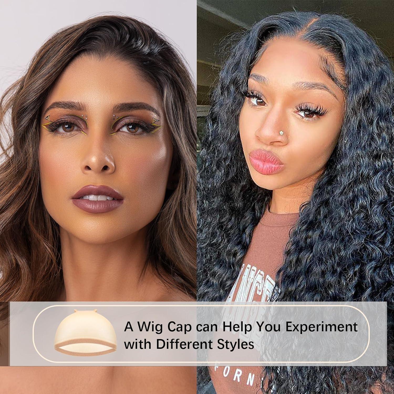 imageGoiple 8 Pieces Nylon Wig Caps Lace Front Wig Cap Set with Light Brown Nude Skin Tone Stocking Cap for Women amp MenWig Caplight brown 8pcs