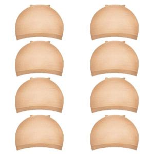 Goiple 8 Pieces Nylon Wig Caps – Lace Front Wig Cap Set with Light Brown Nude Skin Tone Stocking Cap for Women & Men(Wig Cap-light brown 8pcs)