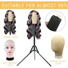 Goiple Wig Stand Tripod Metal Adjustable Mannequin Head Stand with Heater Surface & 52Pcs Hot Comb Set for Cosmetology Hairdressing Training(Gold-52pcs)