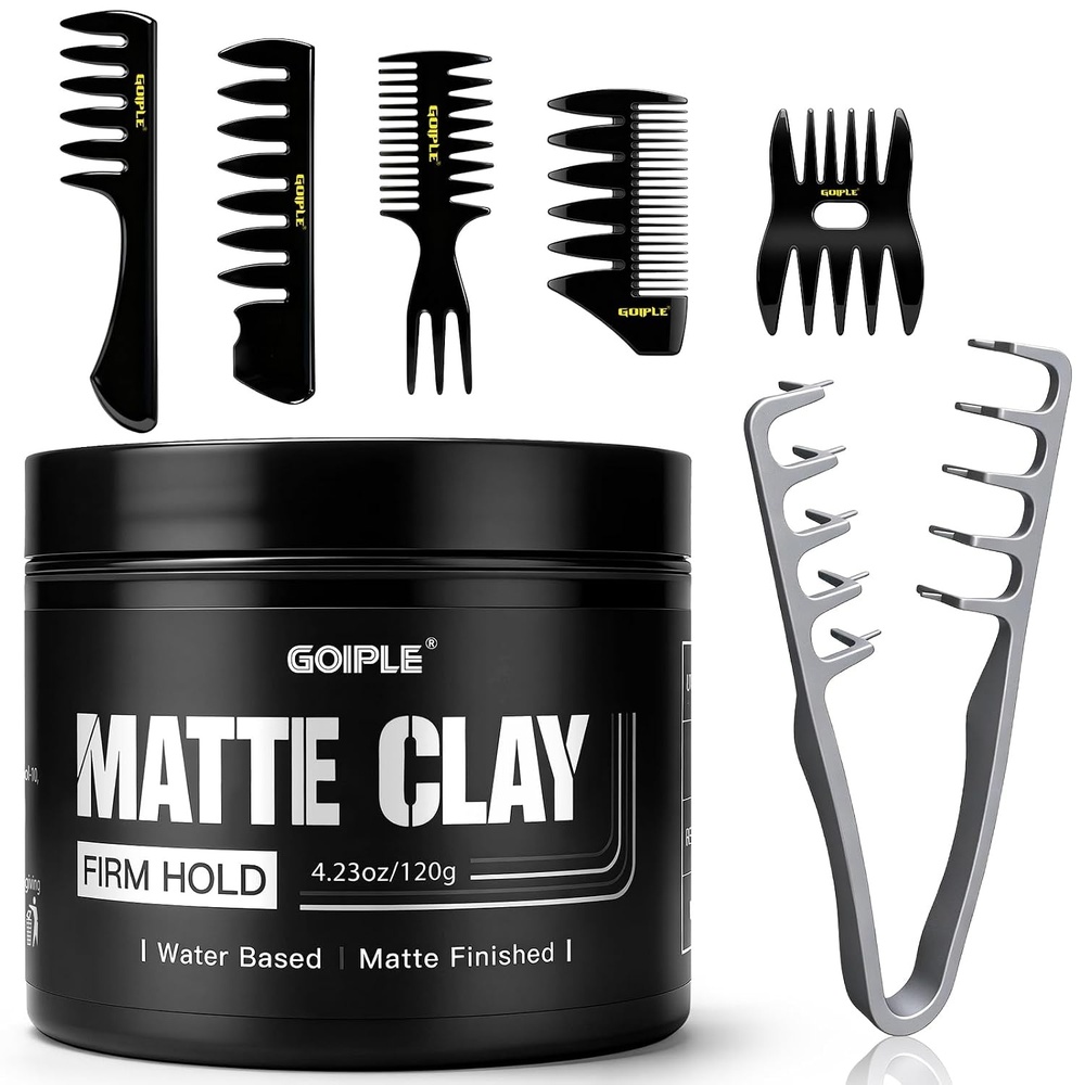 image:imageGoiple Hair Clay and Texture Comb Kit Matte Finish Hair Clay for Men with Strong Hold amp DualTeeth Volumizing Texture Comb Set Hair Styling Tools for Adding Volume amp Texture