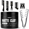Goiple Hair Clay and Texture Comb Kit – Matte Finish Hair Clay for Men with Strong Hold & Dual-Teeth Volumizing Texture Comb Set, Hair Styling Tools for Adding Volume & Texture