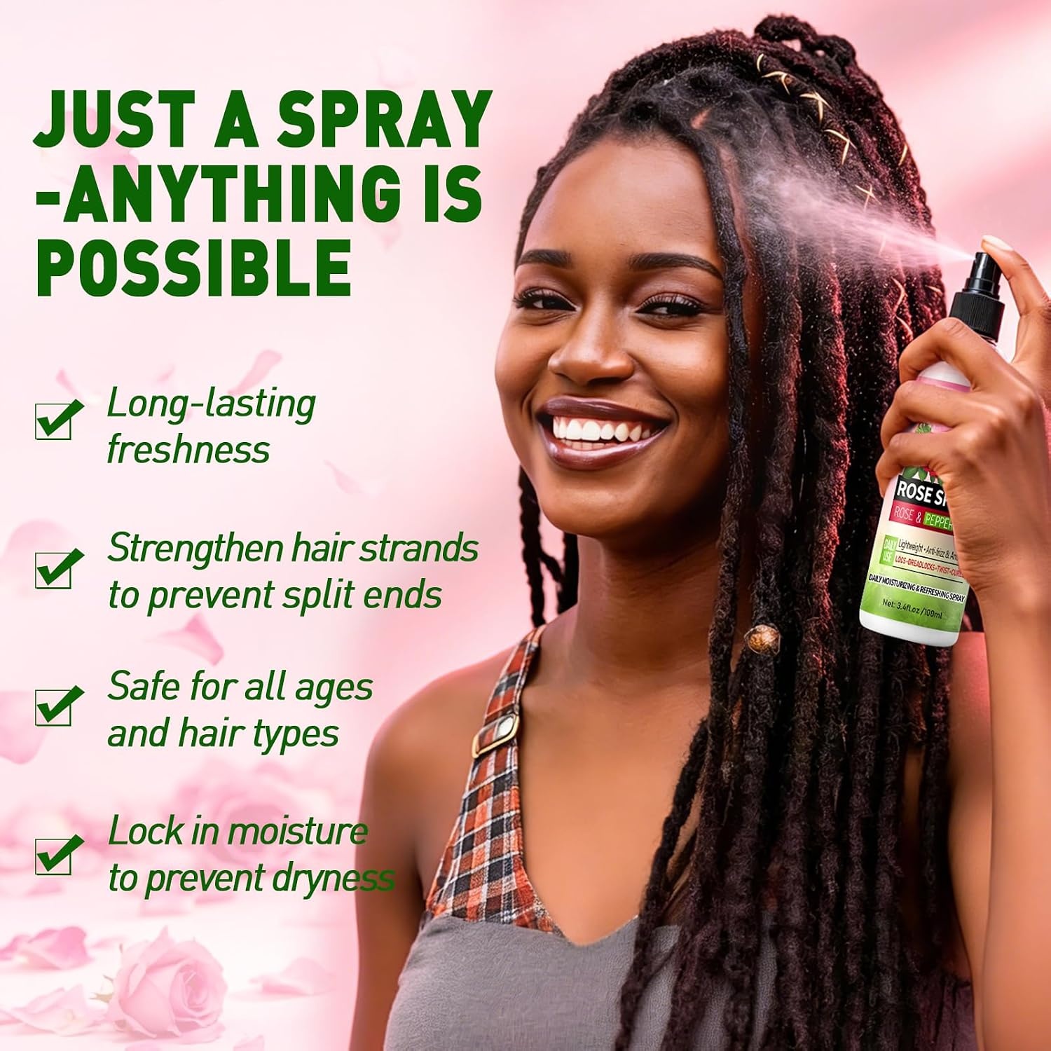 image:imageRose Water for Hair Loc Spray Moisturizing Refreshing Rose Water Hair Scalp Moisturizer Hydrating Dreadlock Moisturizer to Nourish the Scalp Rosewater amp Peppermint Spray Prevents Dry 34 fl oz