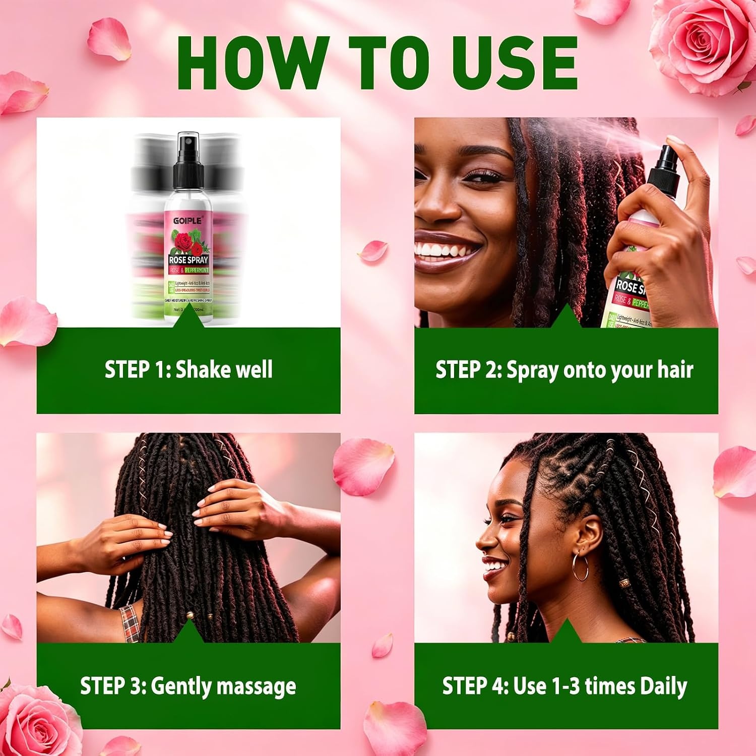 image:imageRose Water for Hair Loc Spray Moisturizing Refreshing Rose Water Hair Scalp Moisturizer Hydrating Dreadlock Moisturizer to Nourish the Scalp Rosewater amp Peppermint Spray Prevents Dry 34 fl oz