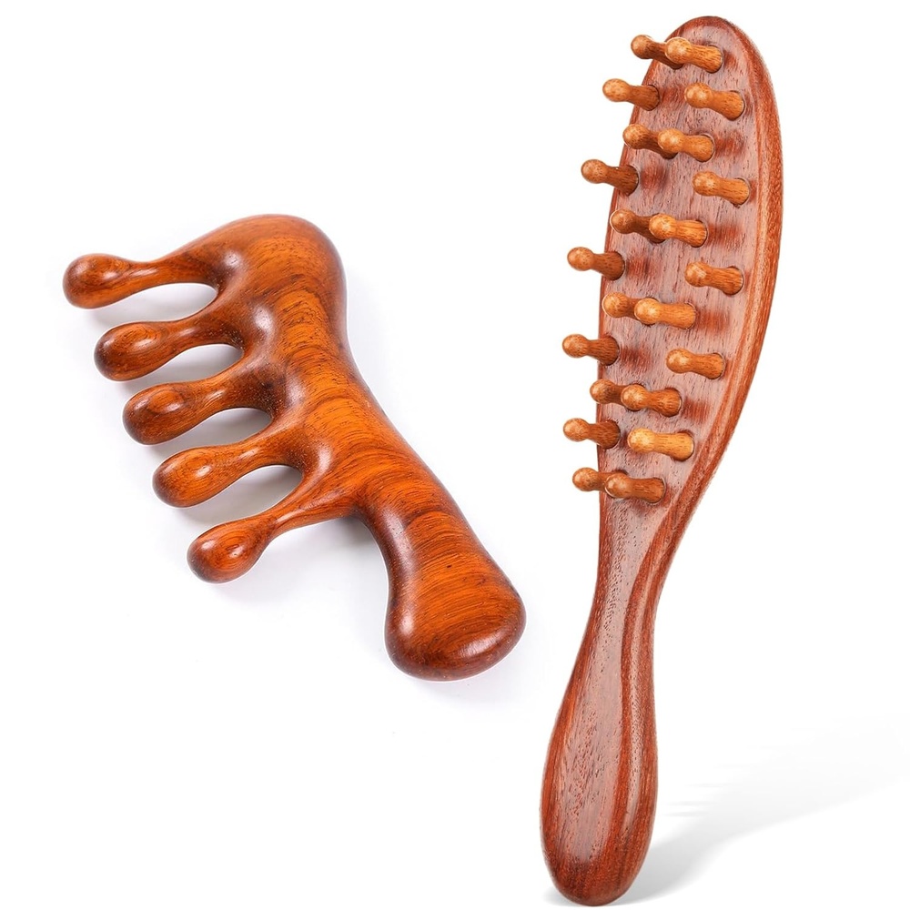 image:imageLoc Brush for Dreads Microlocs and Braids Loc Comb for Sisterlocks Wooden Comb for Braids Wooden Scalp Massager for Scalp Massage Comb Briad Comb 2PCS