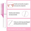 3 Pieces Hair Styling Set – Rat Tail Comb,Teasing & Double-Sided Edge Brush for Combing, Slicking, and Detailing Women’s Hair, Includes Wax Stick for Frizz (Pink)(brush set-pink-4pcs)