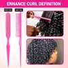 3 Pieces Hair Styling Set – Rat Tail Comb,Teasing & Double-Sided Edge Brush for Combing, Slicking, and Detailing Women’s Hair, Includes Wax Stick for Frizz (Pink)(pink)